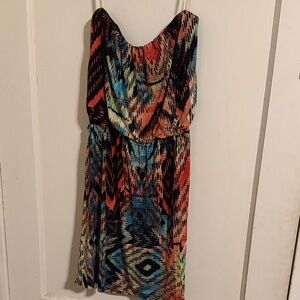 Three Hearts Strapless Dress with Multi-color fun Patterns